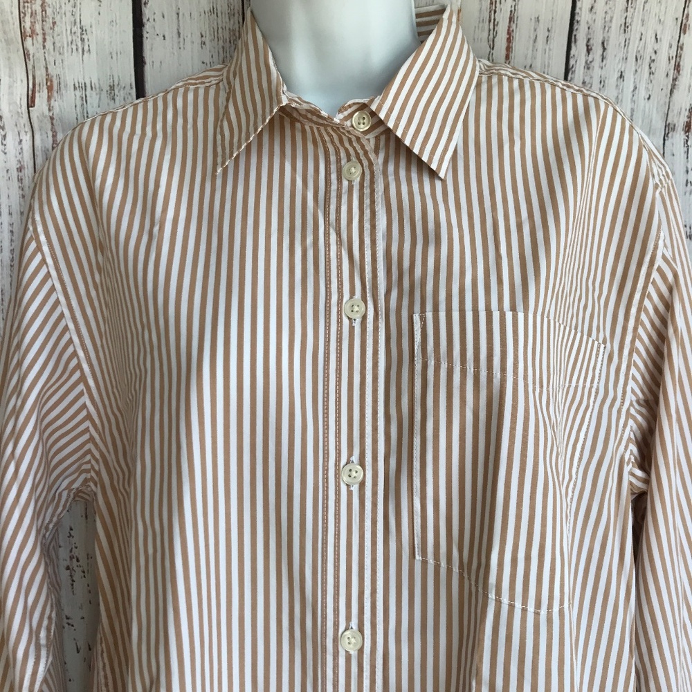 Gap Women's Weekend Tunic Button Down Camel Strip… - image 4